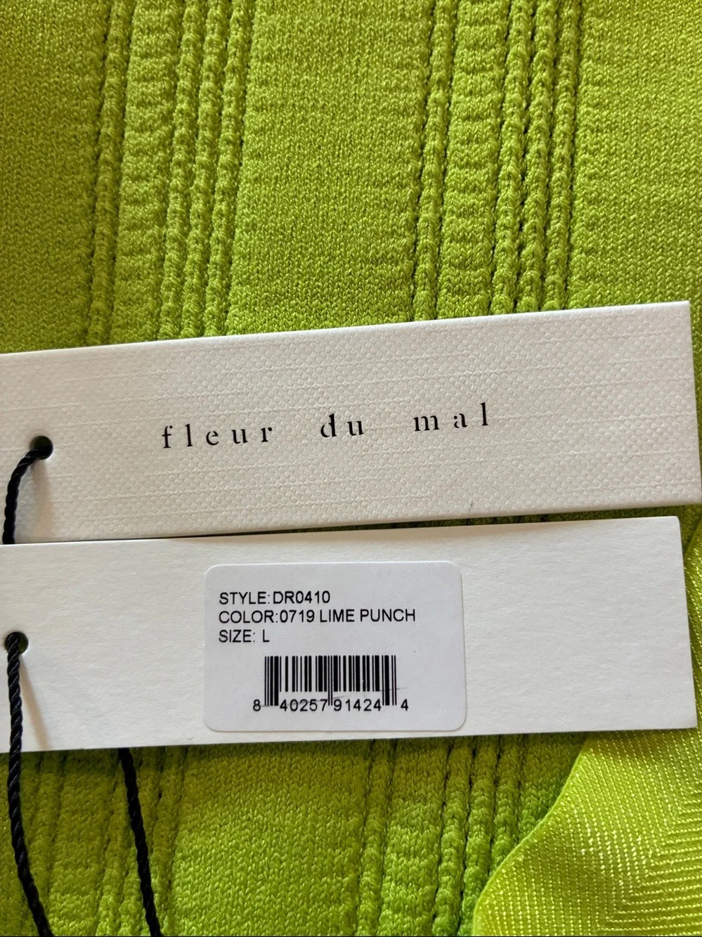 Fleur du Mal Neon Lime Ribbed Tank Midi Dress - Picture 8 of 9